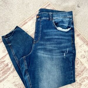 Maurices Blue Skinny Jeans with Distressed Details